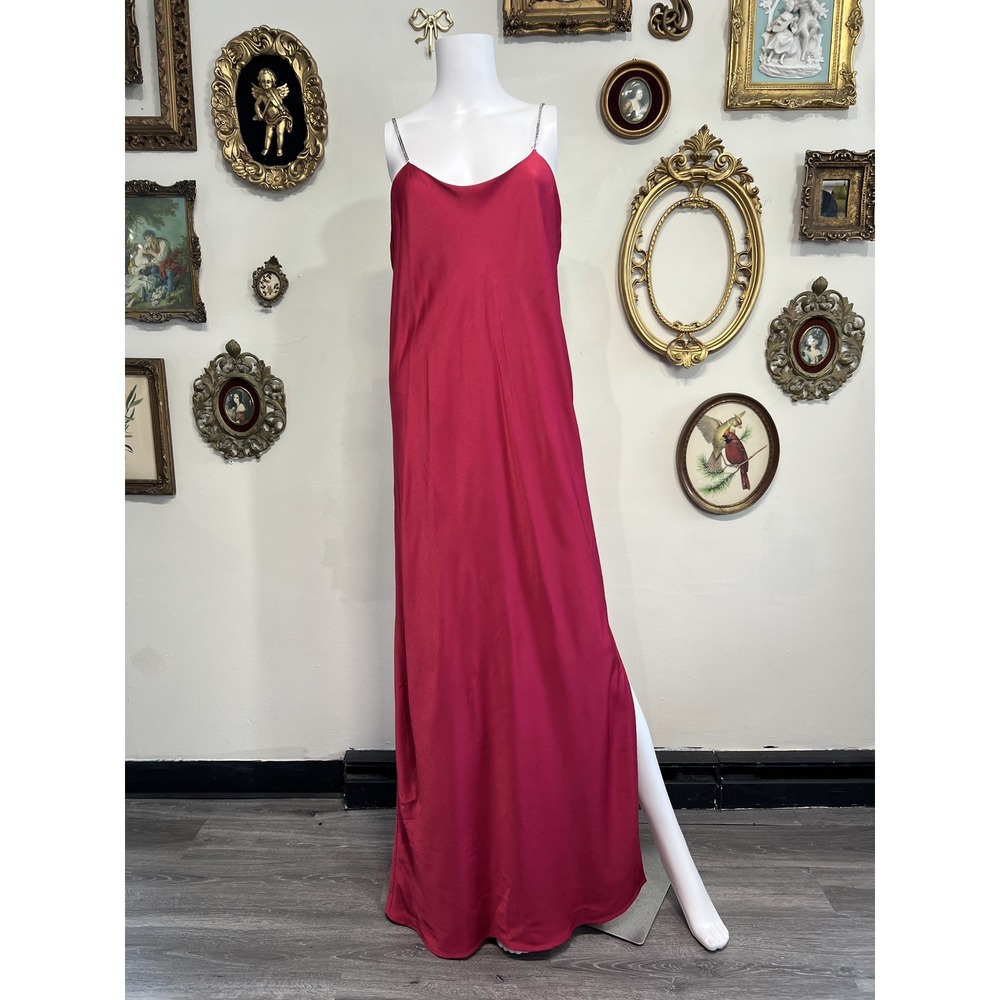 ba&sh Magenta Pink Lady Maxi Slip Dress Chain Straps Size L